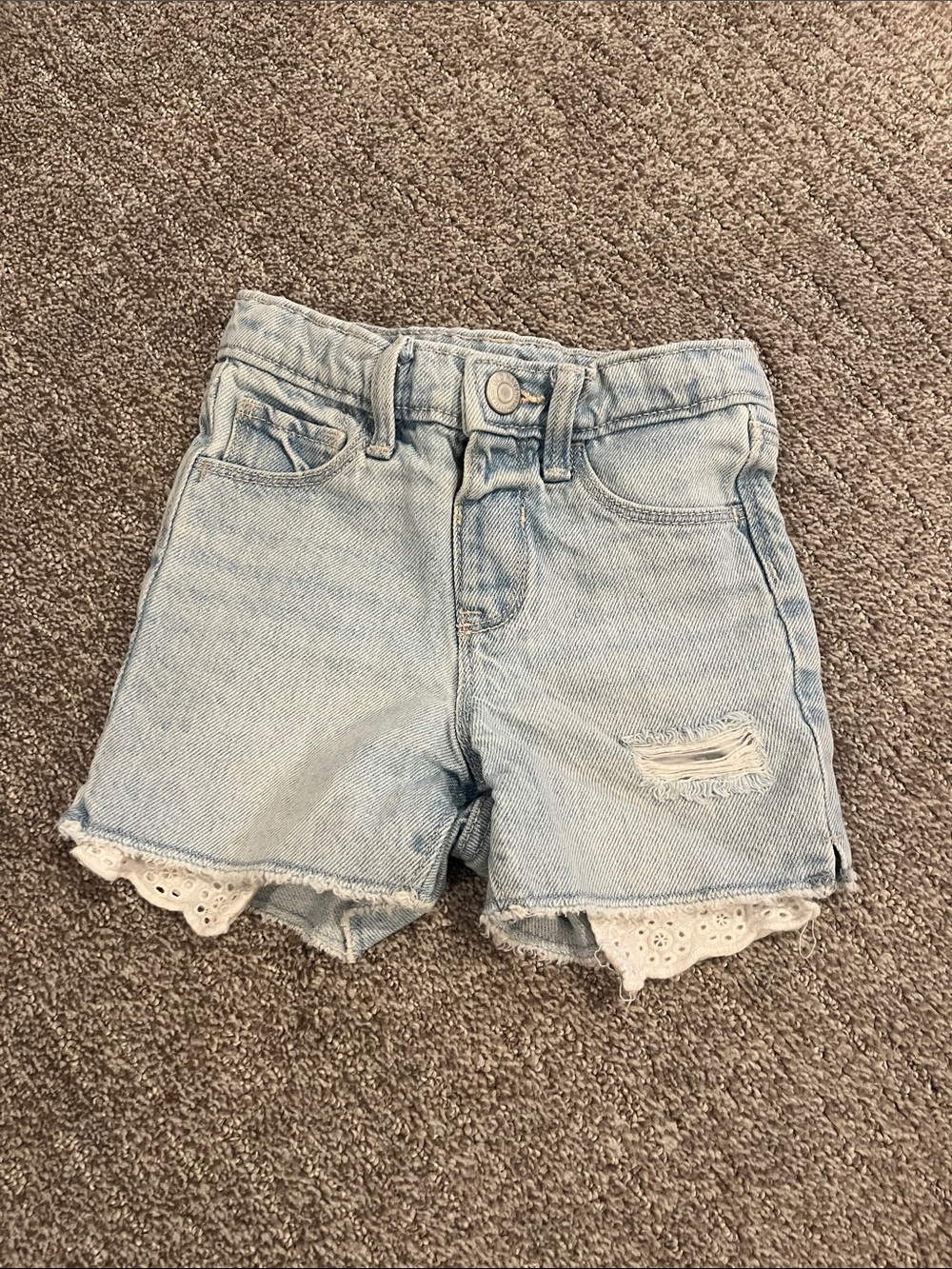 Old Navy Light Blue Denim Shorts with Lace Hem